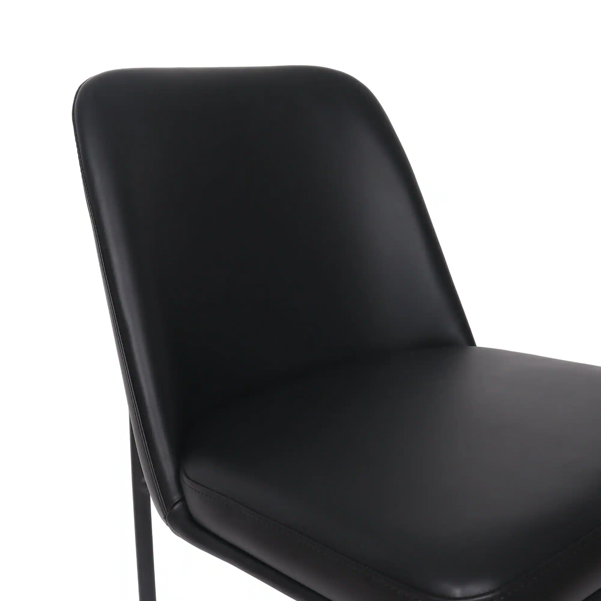 Alt View 1. Manhattan Comfort - Loft Contemporary Metal Vegan Leather Side Chair - Set of 2 - Black.