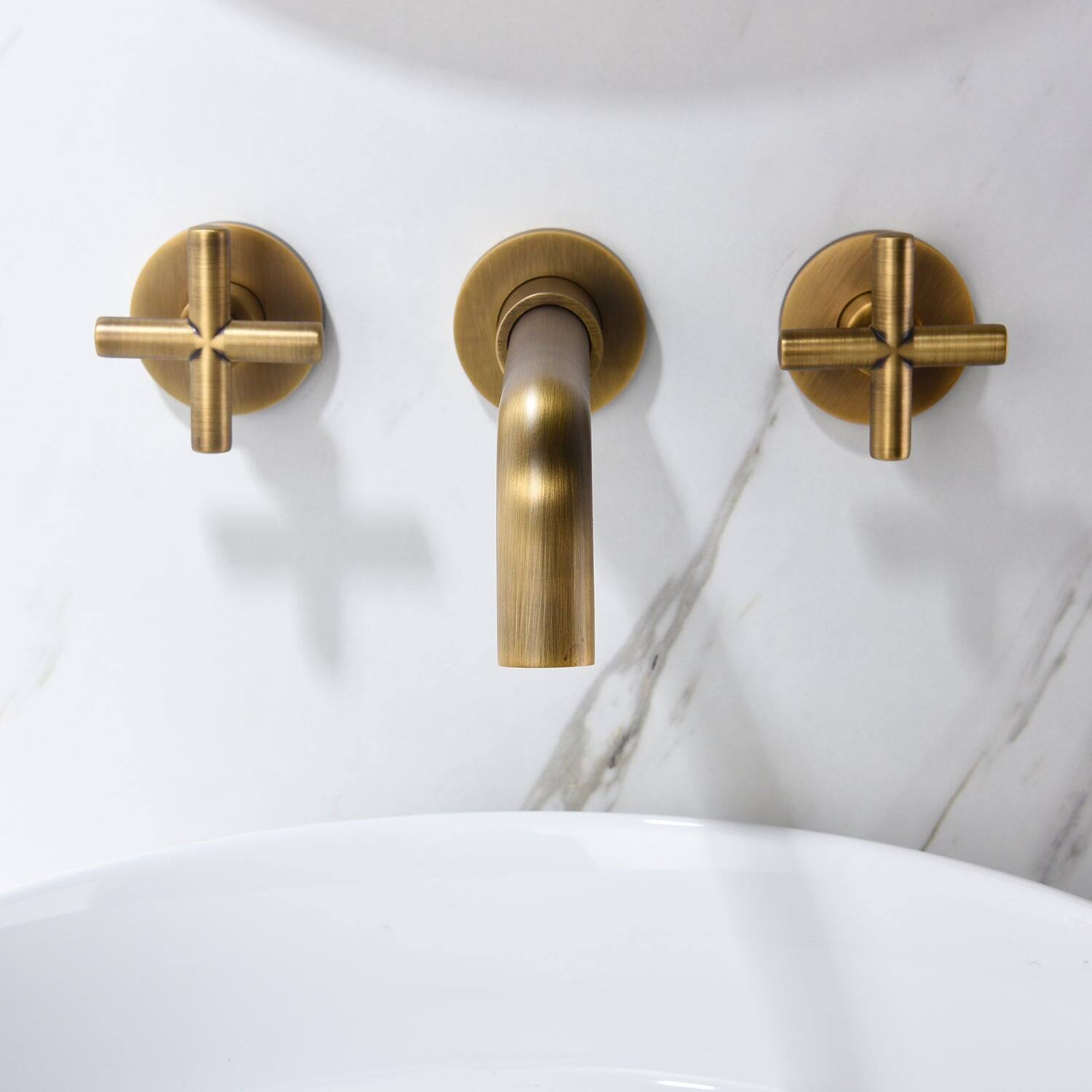Alt View 2. Boyel Living - Double Handle Wall Mounted Faucet with Valve in Antique Bronze - Antique Bronze.