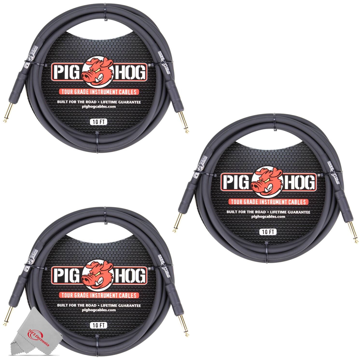 PIG HOG TOUR GRADE INSTRUMENT CABLES  
BUILT FOR THE ROAD - LIFETIME GUARANTEE  
pighogcables.com  
10 FT  

PIG HOG TOUR GRADE INSTRUMENT CABLES  
BUILT FOR THE ROAD - LIFETIME GUARANTEE  
pighogcables.com  
10 FT  

PIG HOG TOUR GRADE INSTRUMENT CABLES  
BUILT FOR THE ROAD - LIFETIME GUARANTEE  
pighogcables.com  
10 FT  

Electronics