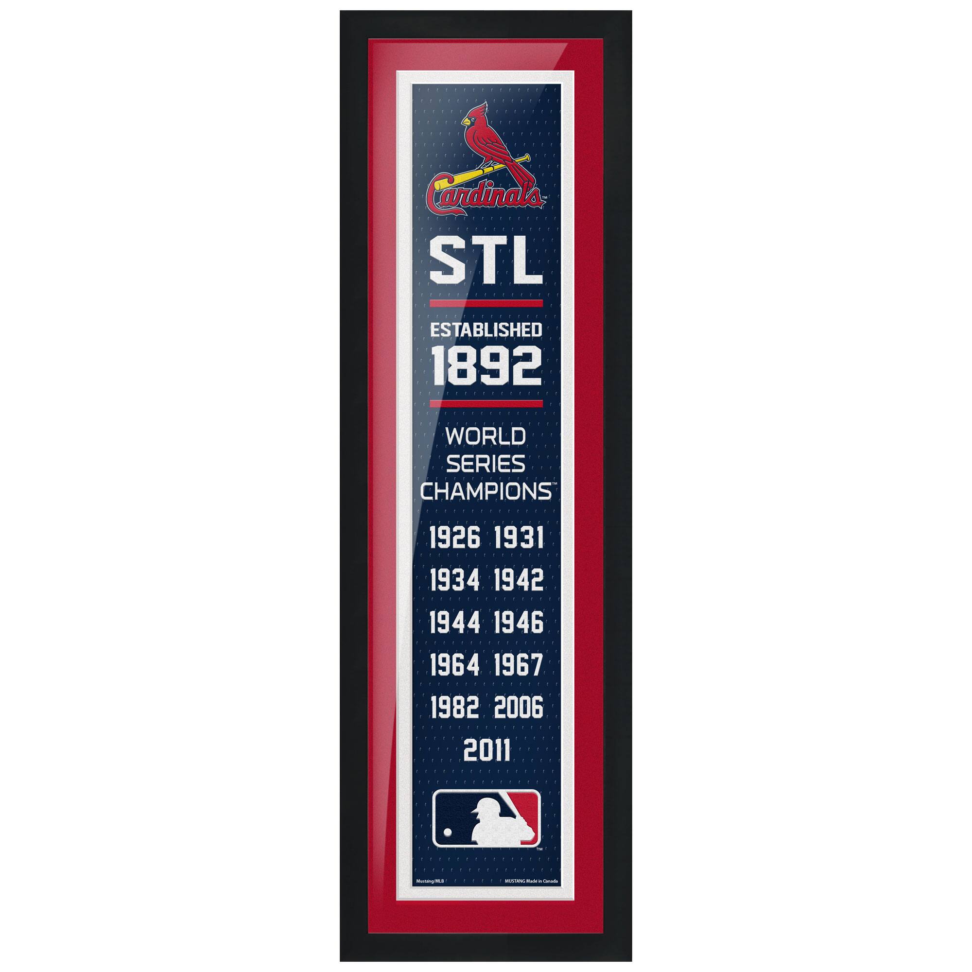 Cardinals STL  
ESTABLISHED 1892  
WORLD SERIES CHAMPIONS  
1926 1931 1934 1942 1944 1946 1964 1967 1982 2006 2011