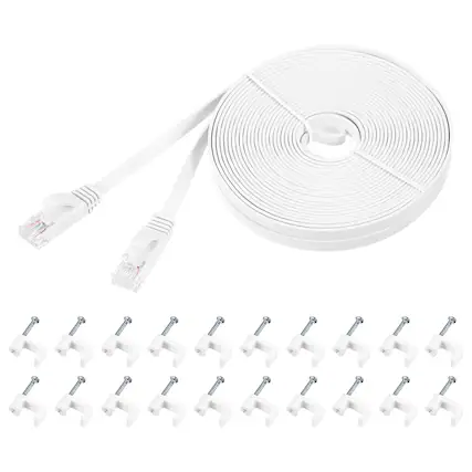 Front. Unique Bargains - Cat 6 Ethernet Cable 32AWG 250MHz Flat High Speed RJ45 Network Patch Cord with Clips - White.