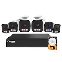 Defender - AI POWERED Sentinel 4K Ultra HD Wired 8 Channel PoE NVR Security System, 6 Metal Cameras & 1TB HDD - White - Front_Zoom