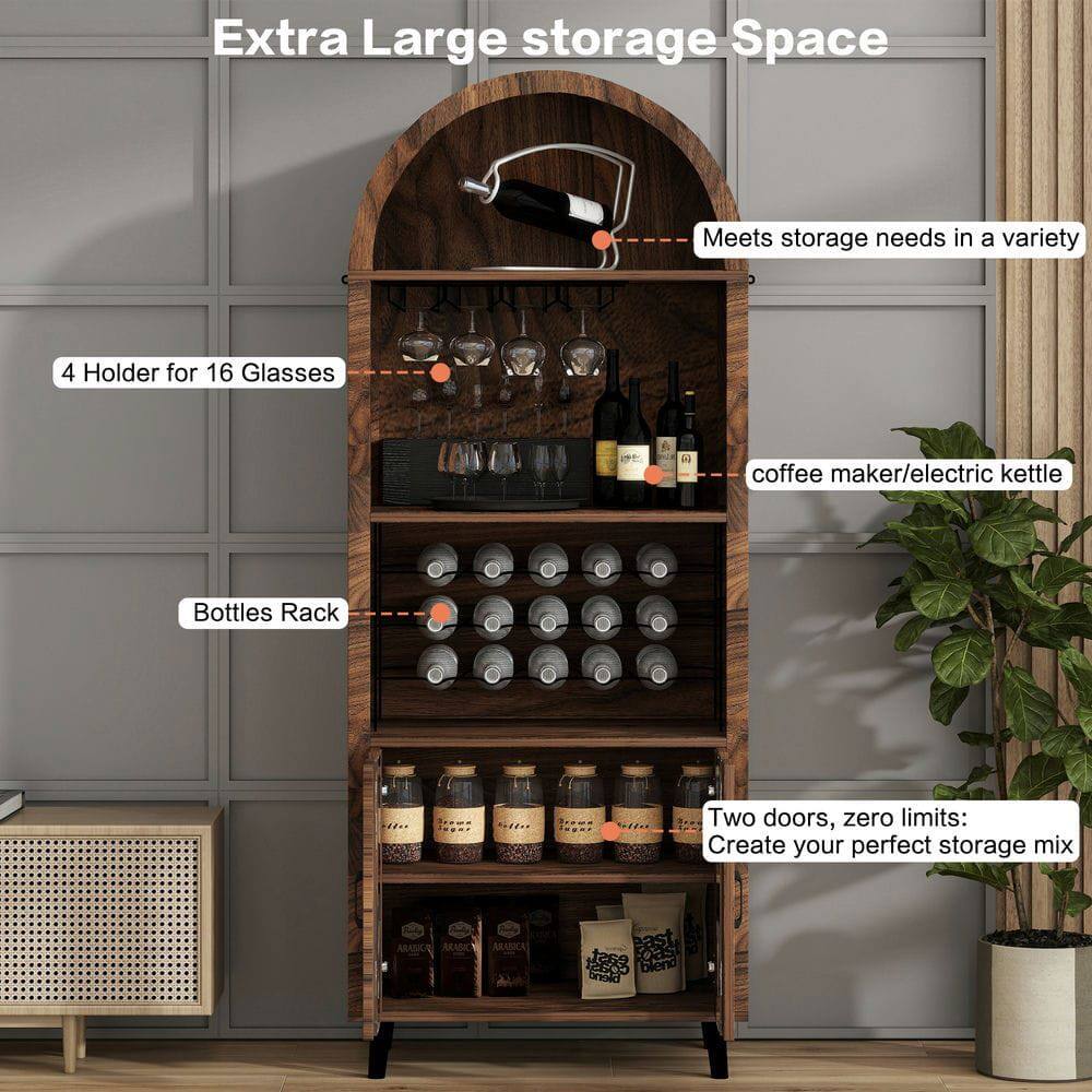 Extra Large storage Space

- 4 Holder for 16 Glasses
- Bottles Rack
- coffee maker/electric kettle
- Meets storage needs in a variety
- Two doors, zero limits: Create your perfect storage mix