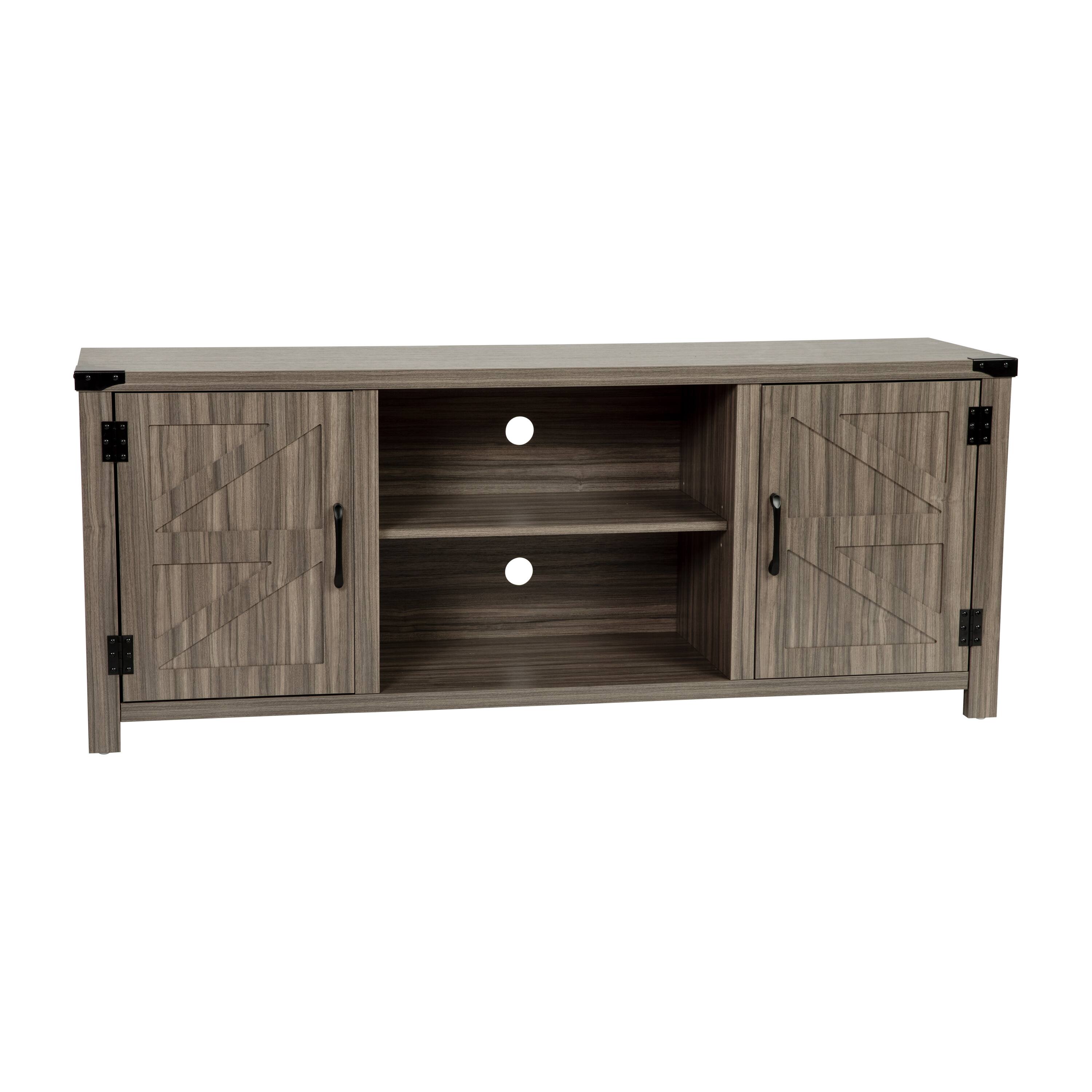 Alt View 1. Emma + Oliver - 59 Inch Barn Door TV Stand Fits up to 65" TV's with Adjustable Shelf - Gray.