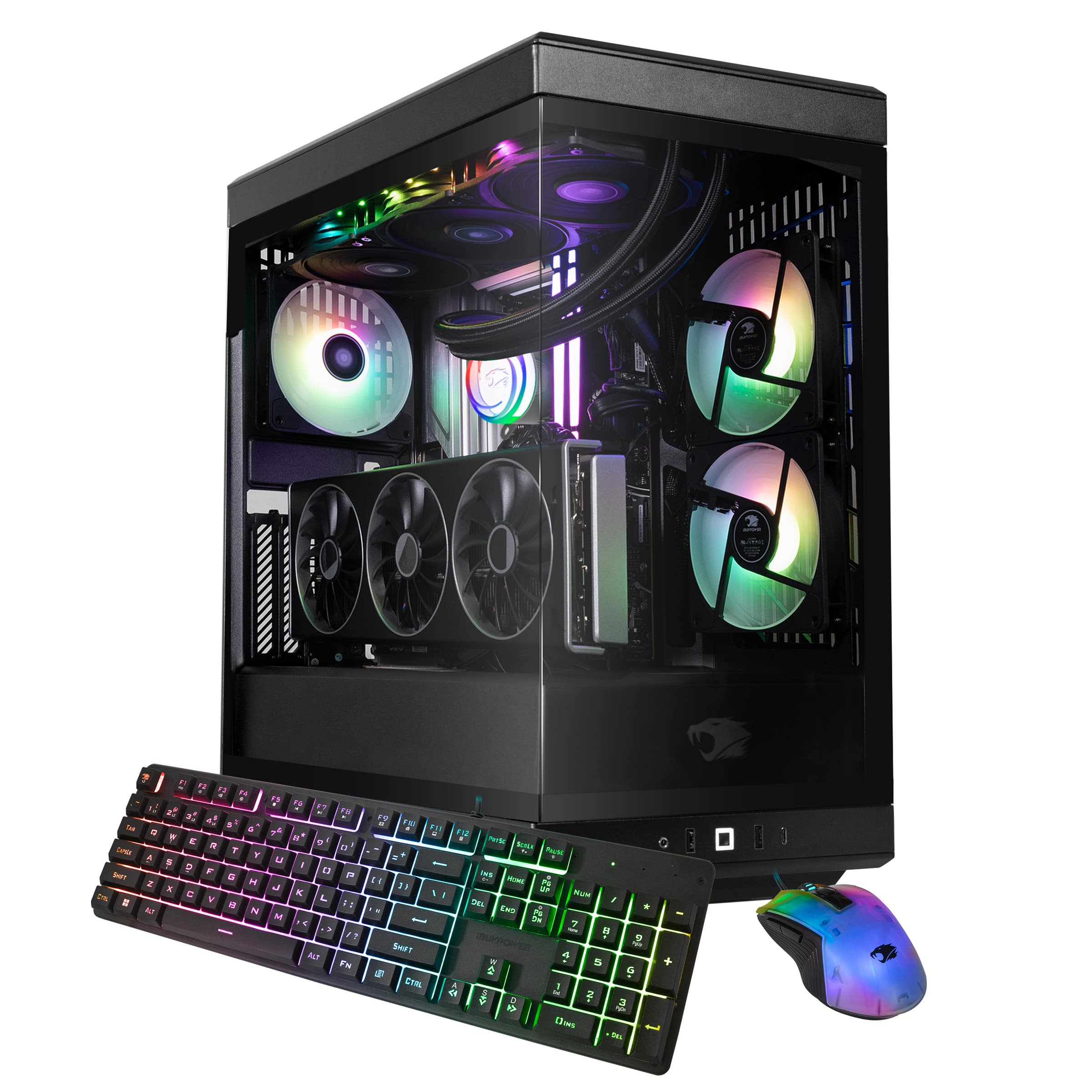 iBUYPOWER - Y40 PRO Gaming Desktop PC - AMD Ryzen 9 9900X, NVIDIA GeForce RTX 5080 16GB, 32GB DDR5 RGB,2TB NVMe - Black - Front_Zoom