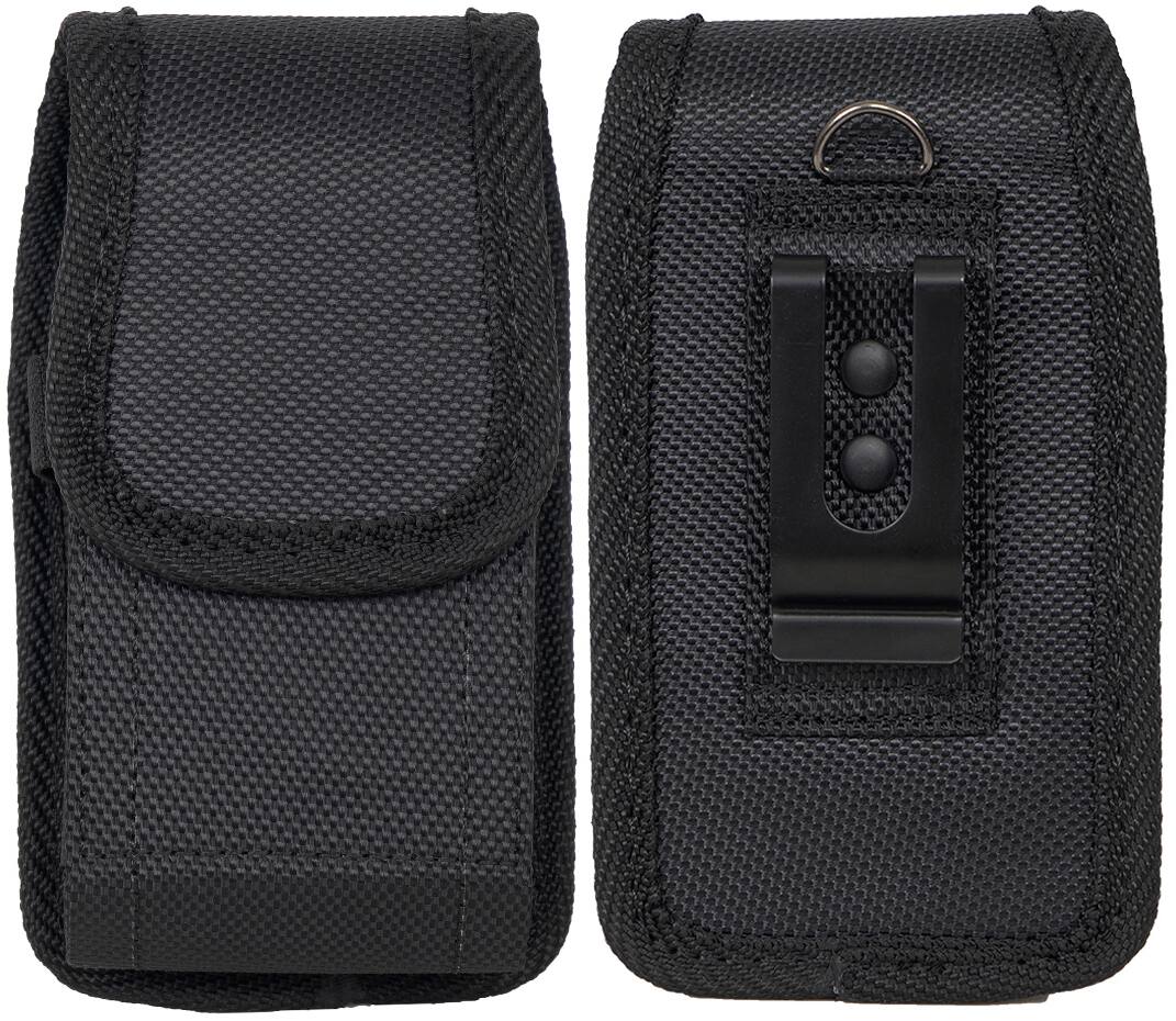 Alt View 2. Nakedcellphone - Tough Canvas Case Pouch with Clip and Belt Harness for Sonim XP3plus 5G Flip Phone (X320/2025) or Siyata SD7 Radio - Black.