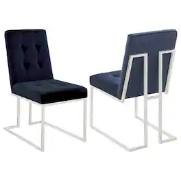 Coaster Co. of America - Cisco Velvet Upholstered Dining Side Chair Chrome (Set of 2) - Blue