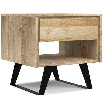 Front. Simpli Home - Lowry Modern Industrial 22 inch Wide Metal End Side Table in Natural - Natural.