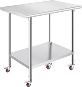 OSTBA - 24 × 48 Prep Table, NSF Commercial Heavy-Duty Work Table with Adjustable Undershelf & Feet - Stainless Steel