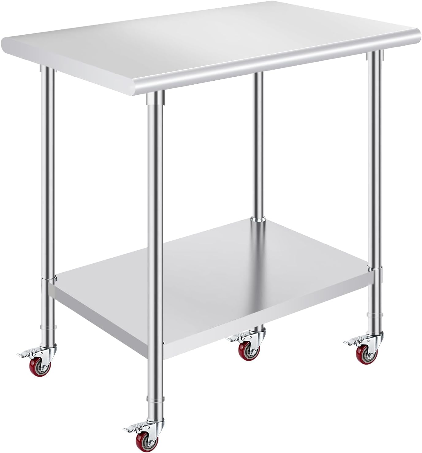 Front. OSTBA - 24 × 48 in Stainless Steel Prep Table, NSF Commercial Heavy-Duty Work Table with Adjustable Undershelf & Feet - Stainless Steel.