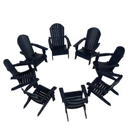 WestinTrends - Tuscany HIPS Outdoor Folding Adirondack Seashell Chair (Set of 8) - Navy Blue