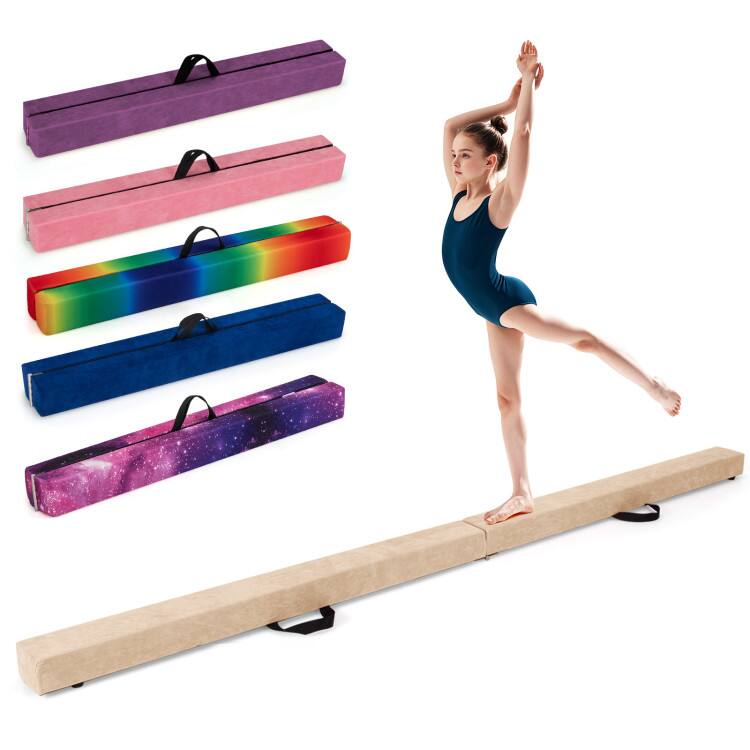 Alt View 1. SlickBlue - Folding Balance Beam with Solid Wood Base and Anti-Slip Bottom for Training - Beige.