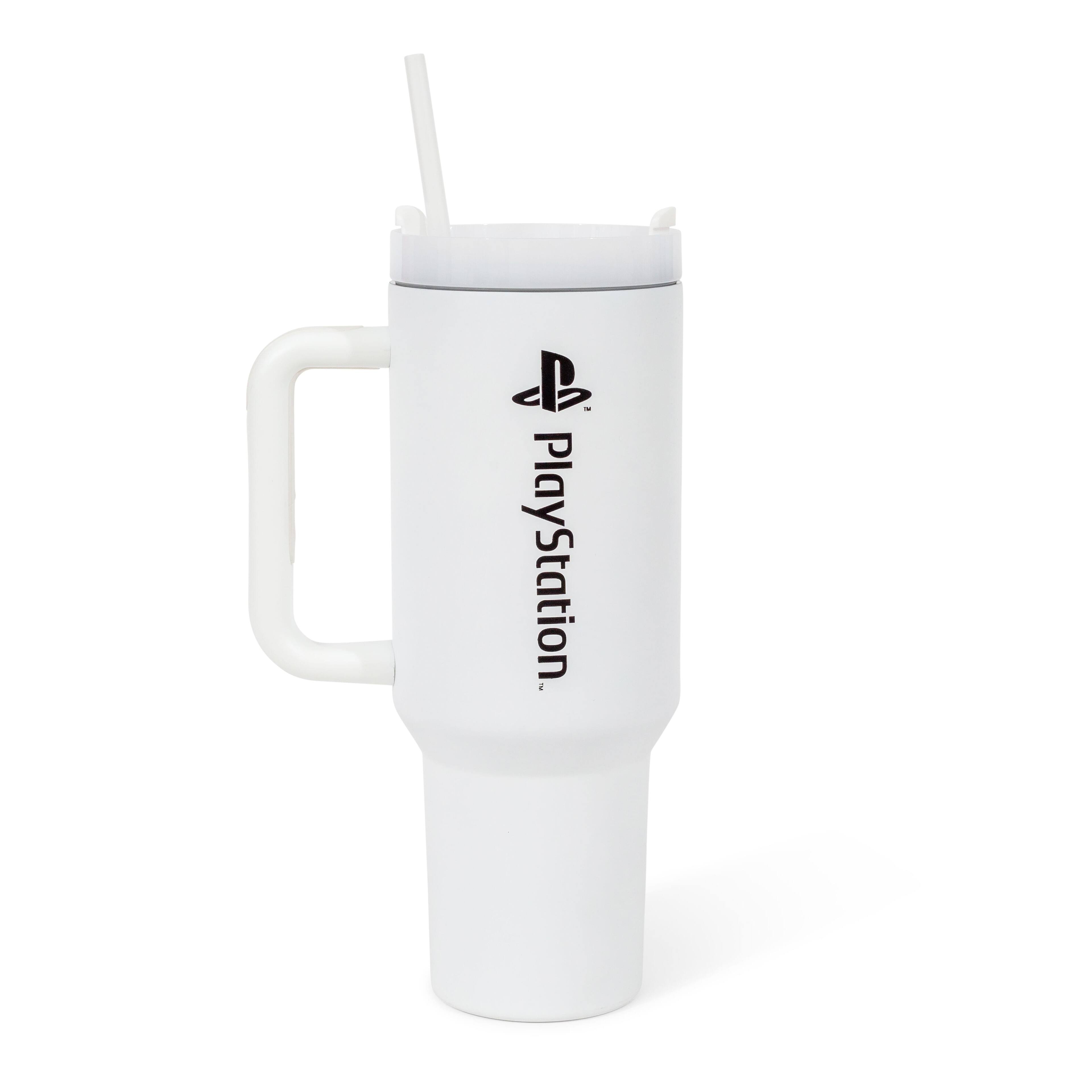 Alt View 1. Pyramid America - PlayStation Controller Icons Metal Travel Tumbler | Holds 40 Ounces - White/Black.