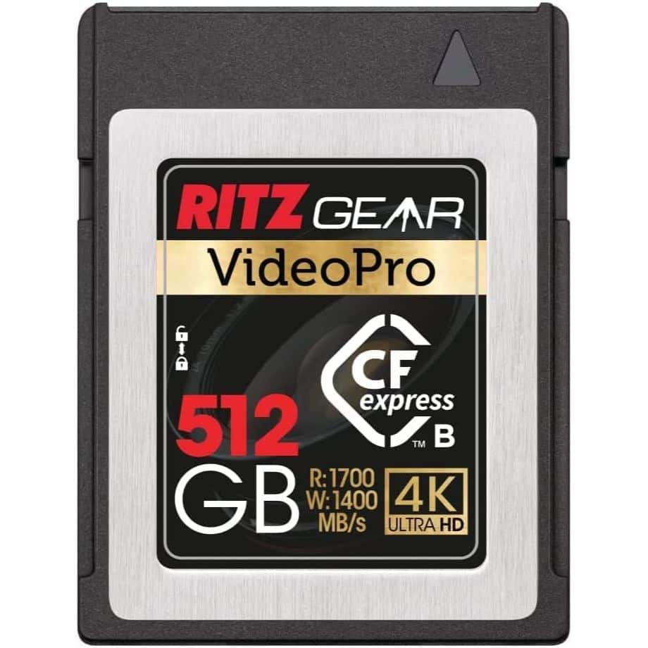 Ritz Gear - 512GB CFexpress Type B Memory Card, 1700MB/s Read & 1100MB/s Write, 4K RAW Video, Burst Shots, Shock-Resistant Design