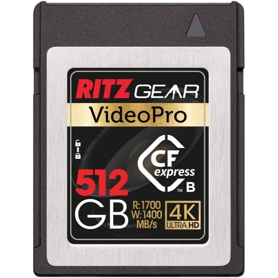 RITZ GEAR  
VideoPro  
512 GB  
CF express B  
R: 1700 MB/s  
W: 1400 MB/s  
4K  
ULTRA HD