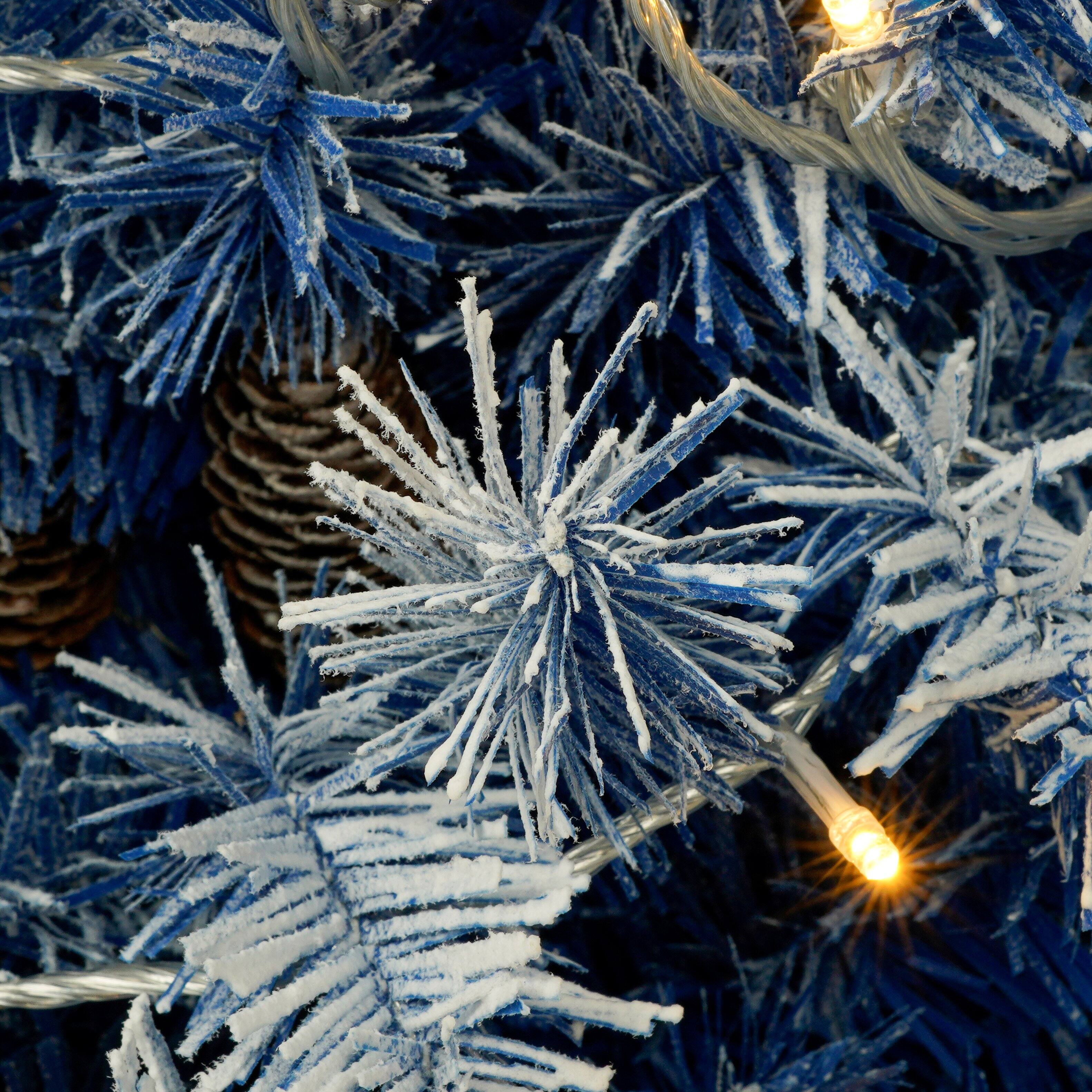 Alt View 7. Tiramisubest - Pre-lit Snow Flocked Artificial Christmas Tree 4-Piece Set,Garland,Wreath and Set of 2 Entrance Trees with LED Lights - Blue.