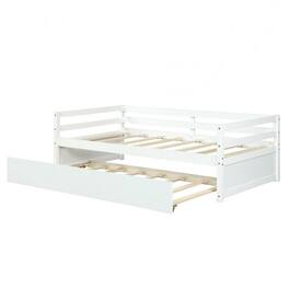 Hivvago - Twin/Twin Dorm Style Trundle Daybed Platform Bed Frame - White