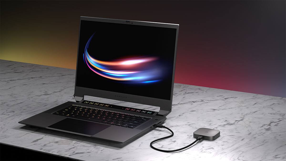 Alt View 4. CORSAIR - EX400U USB4 1TB External Portable SSD - Gray.