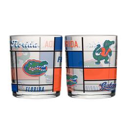 Logo Brands - Florida Gators 12oz. Quilted Stained Two-Pack Rocks Glass Set - Multicolor