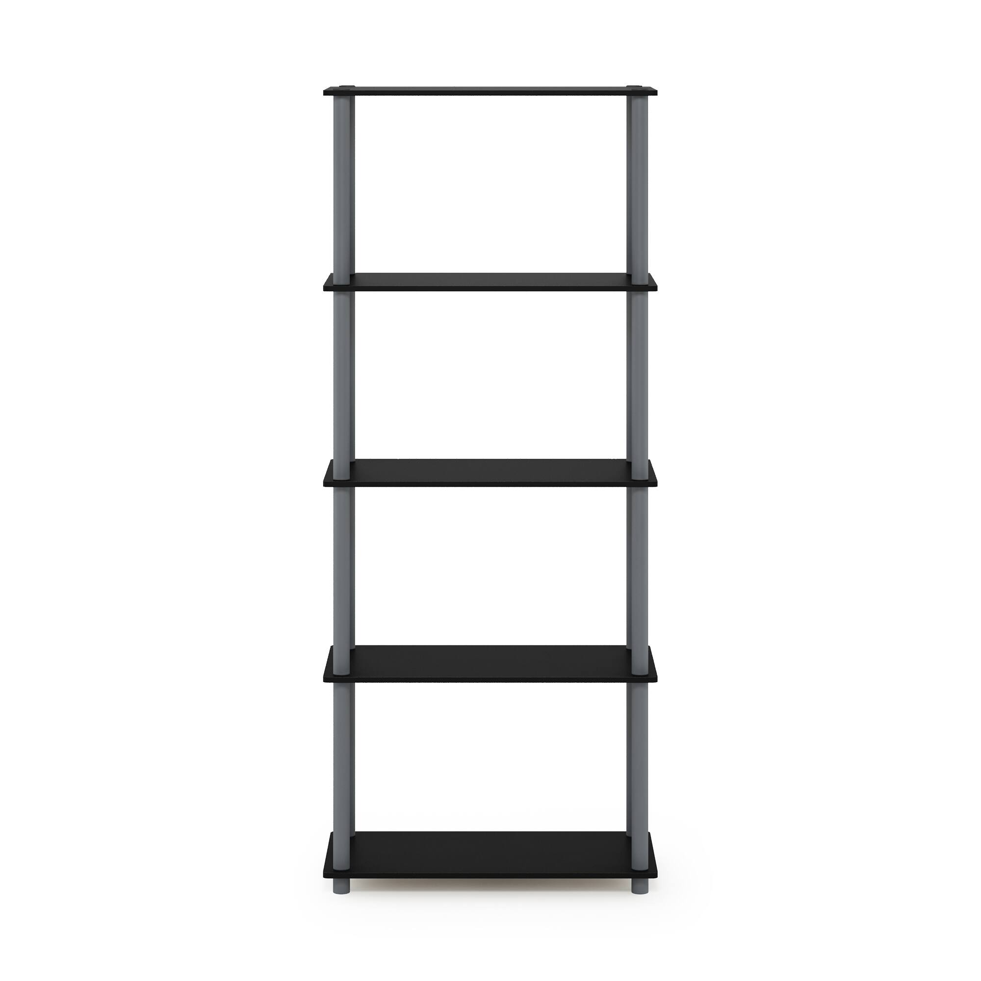 Alt View 2. Furinno - Turn-N-Tube 5-Tier Multipurpose Shelf Display Rack, Black/Grey - Black/Grey.