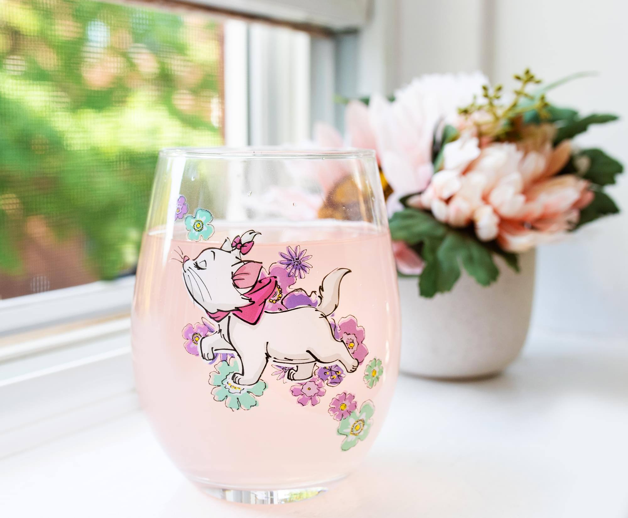 Alt View 4. Silver Buffalo - Disney The Aristocats Marie Walking Teardrop Stemless Wine Glass | Holds 20 Ounces - Blue.