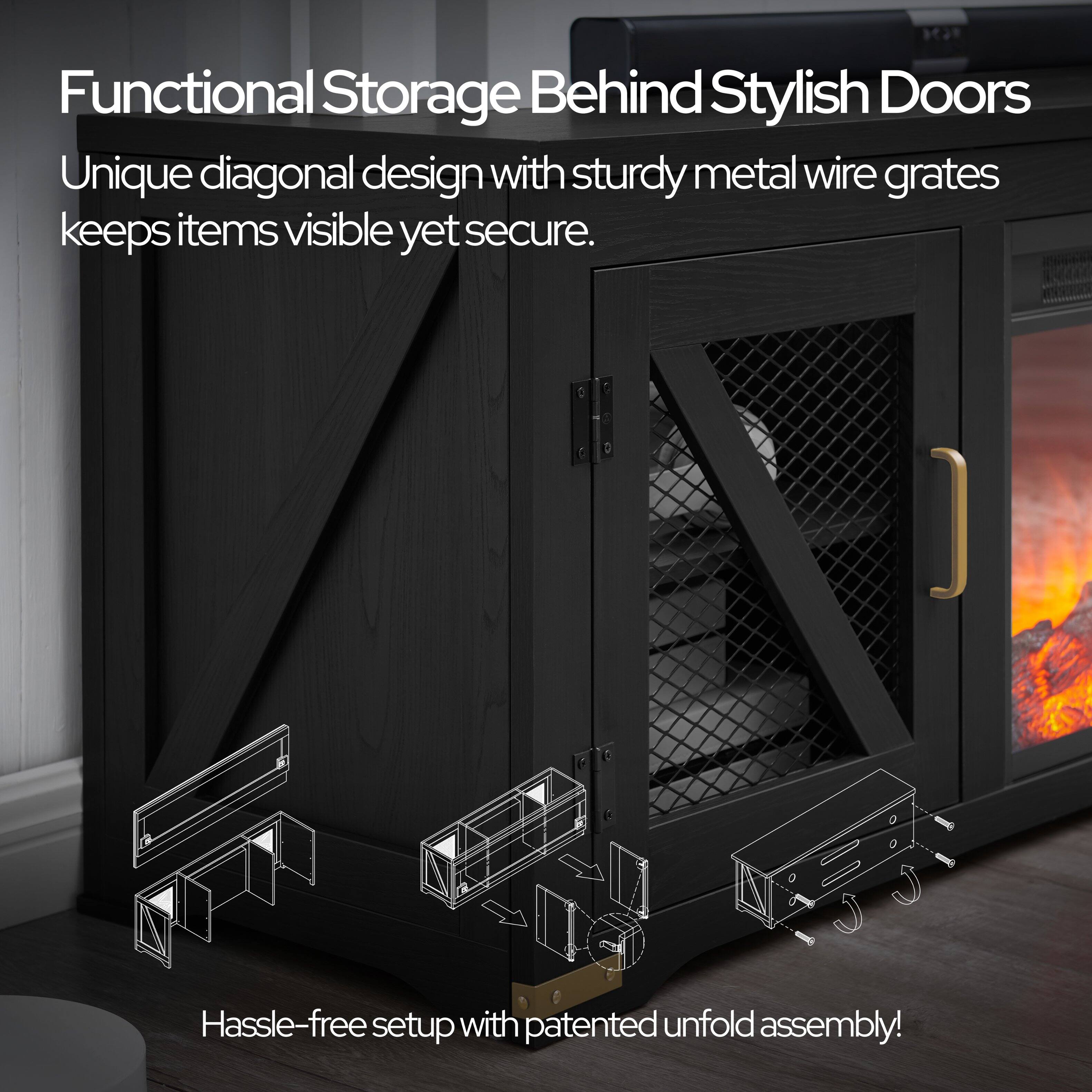 Functional Storage Behind Stylish Doors

Unique diagonal design with sturdy metal wire grates keeps items visible yet secure.

Hassle-free setup with patented unfold assembly!