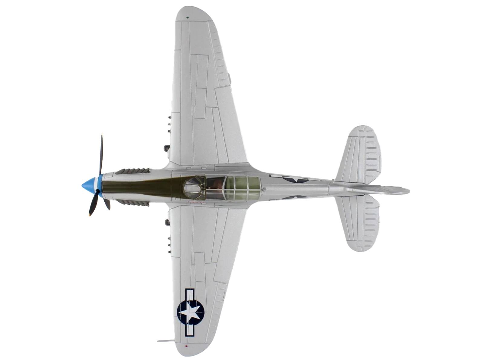 Angle. Hobby Master - Curtiss P-40N Warhawk Major Gerald Johnson 49th Fighter Group Philippines 1944 US Army Air Forces Air Power 1/72 - Grey, Green, Blue.