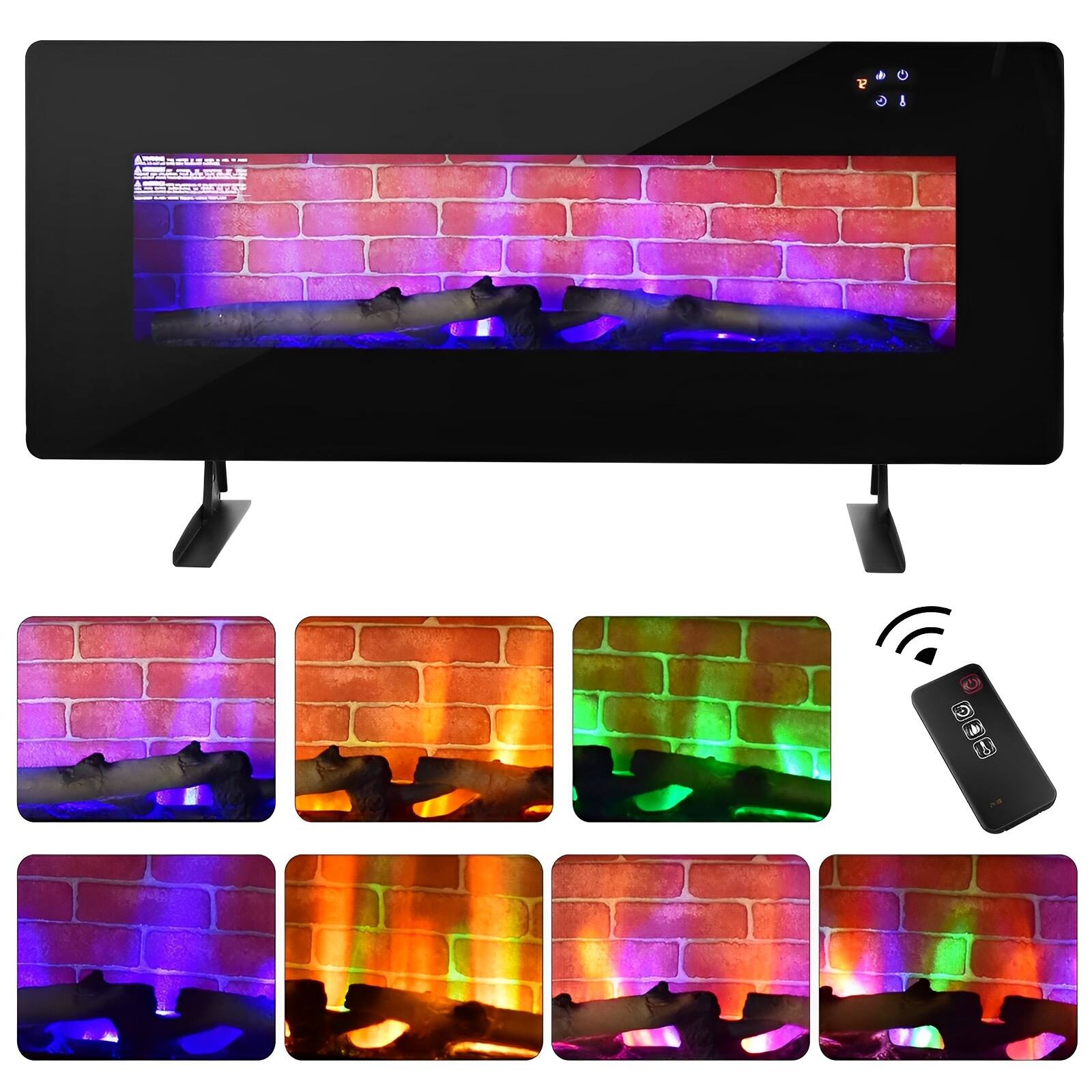 Alt View 7. Sugift - 42 Inch Electric Wall Mounted Freestanding Fireplace with Remote Control - Black.