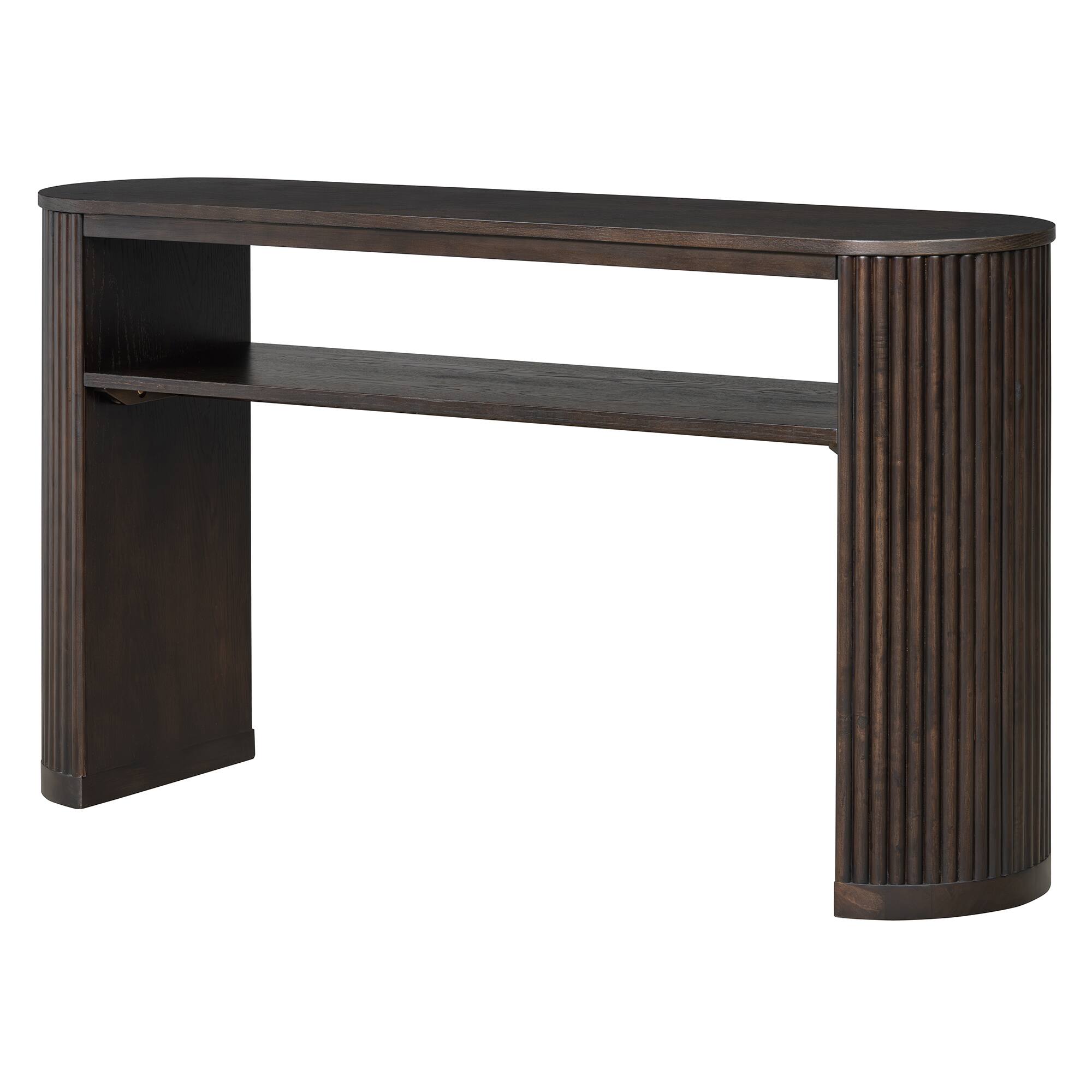 Left. Forest'nSky - Espresso Sideboard Buffet Cabinet Console Table with Fluted Legs,Ash Veneer Top and Glaze Finish - Espresso.