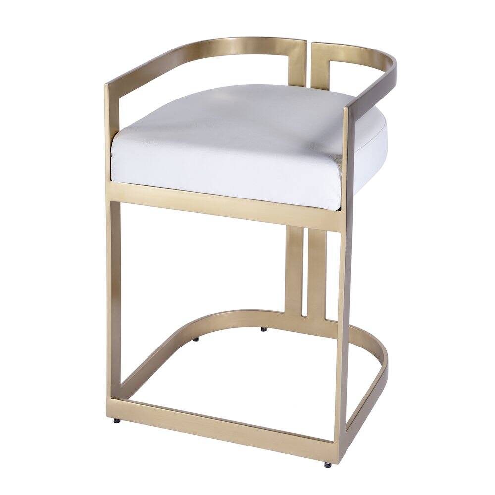 Alt View 4. Butler Specialty - Clarence Faux Leather 23" Dining Stool - White.