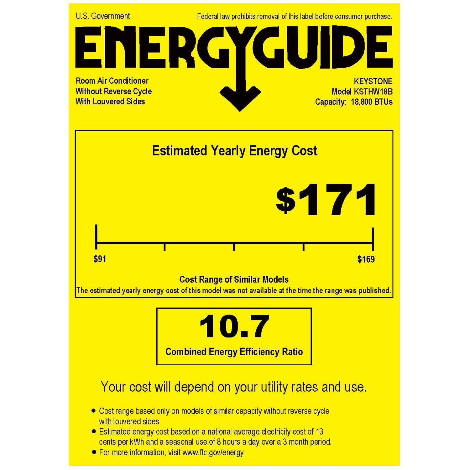 Keystone 18,800/18,400 BTU 1,000 Sq. Ft. Window/Wall Air Conditioner