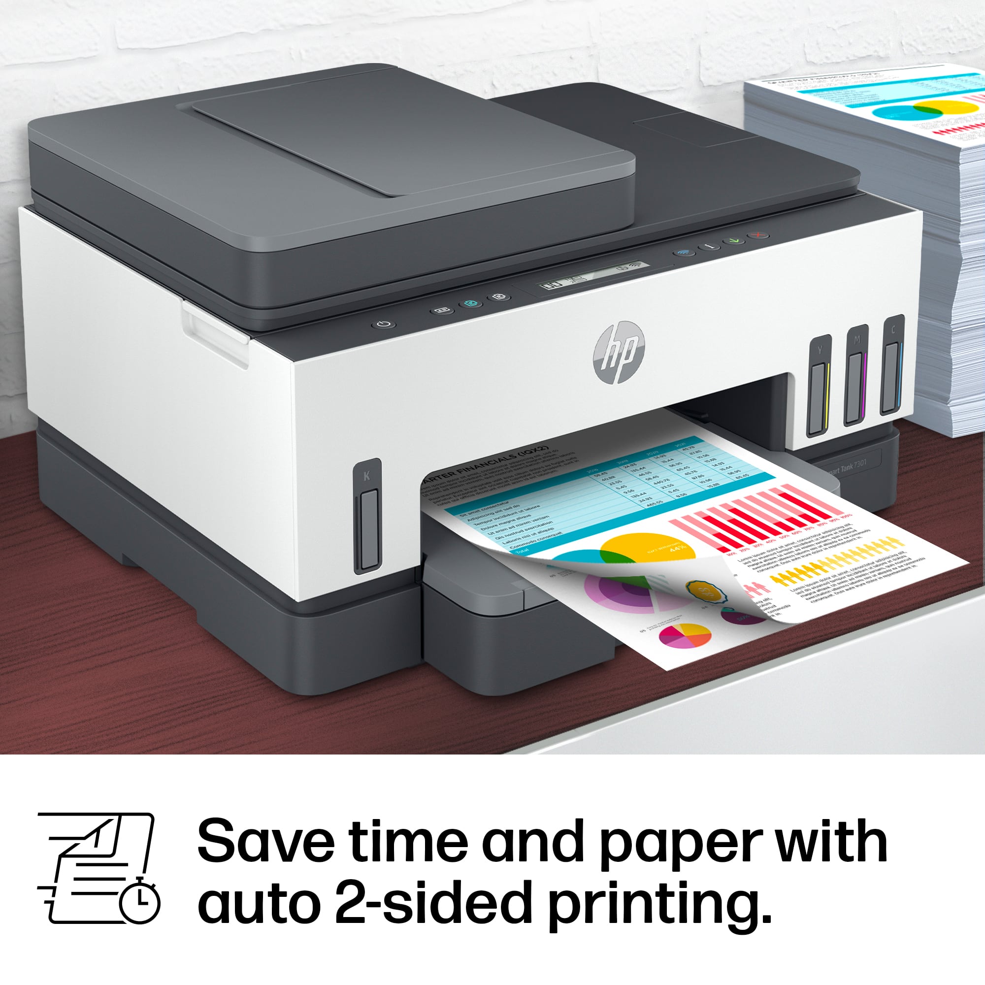 Save time and paper with auto 2-sided printing.