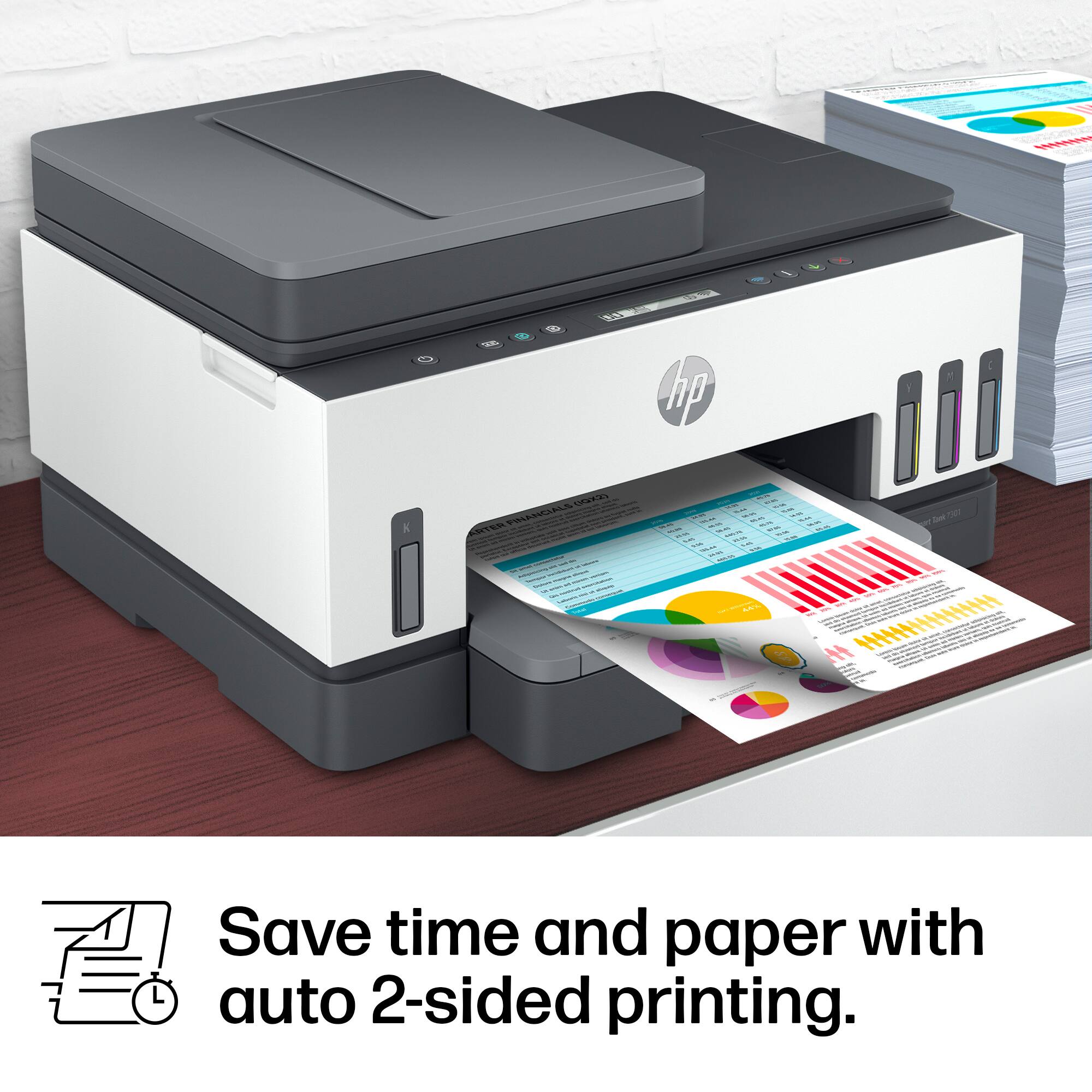 Save time and paper with auto 2-sided printing.