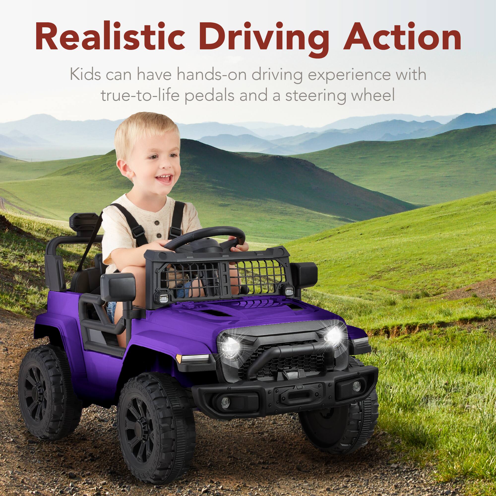 Realistic Driving Action

Kids can have hands-on driving experience with true-to-life pedals and a steering wheel.