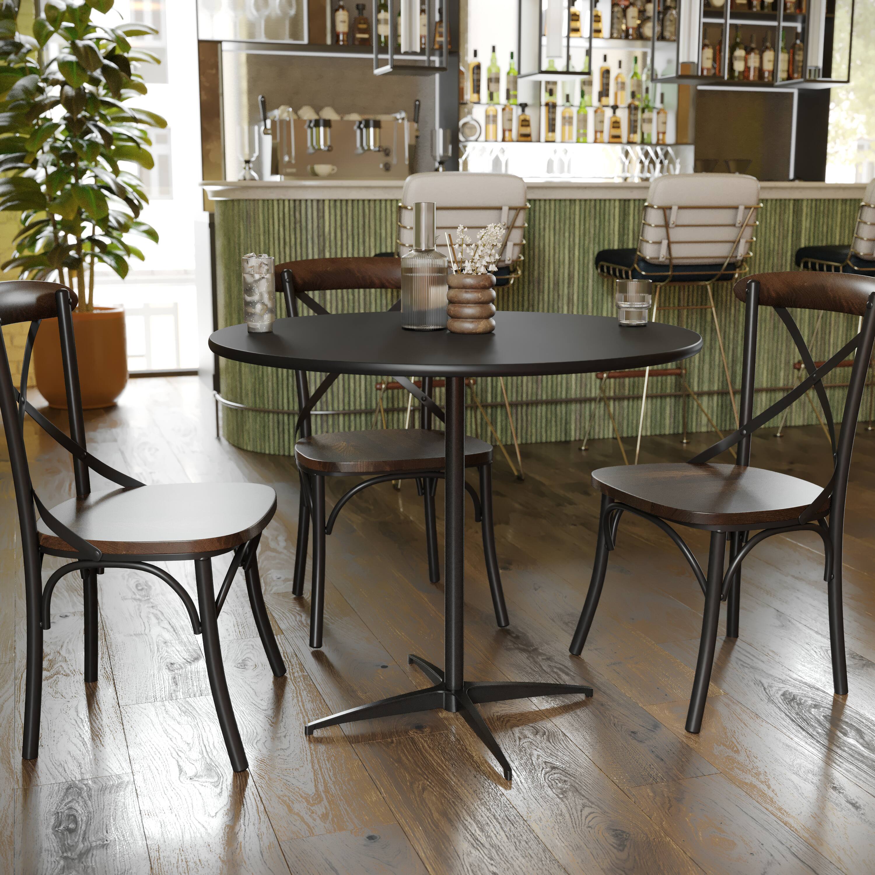 Alt View 1. Flash Furniture - Lars 36'' Round Wood Cocktail Table with 30'' and 42'' Columns, Black - Black.