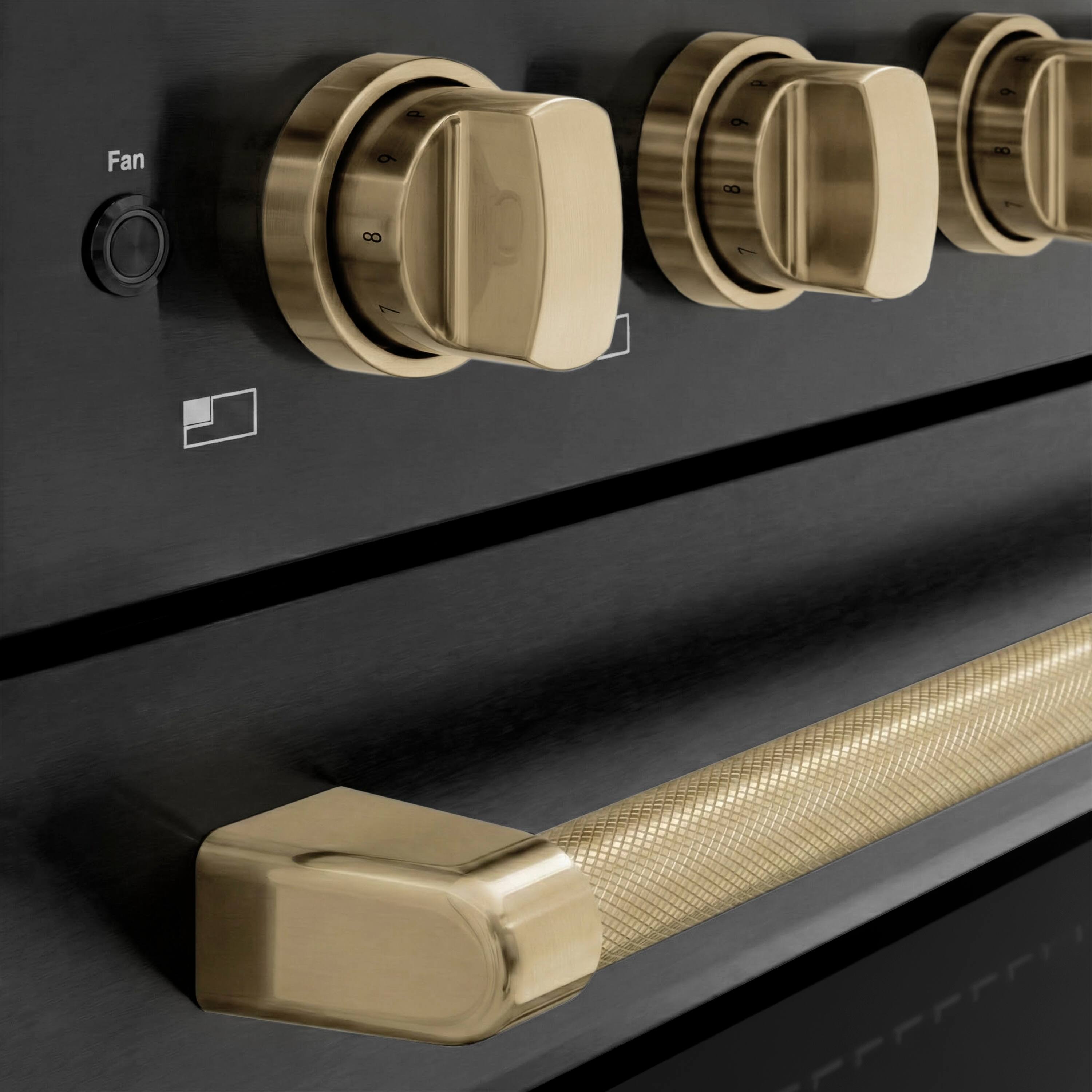 Alt View 3. ZLINE - Autograph 36 in. 5.2 cu. ft. Paramount Freestanding Induction Range w/ 5 Burners in Black Steel & Bronze Helix Handle - Stainless Steel.