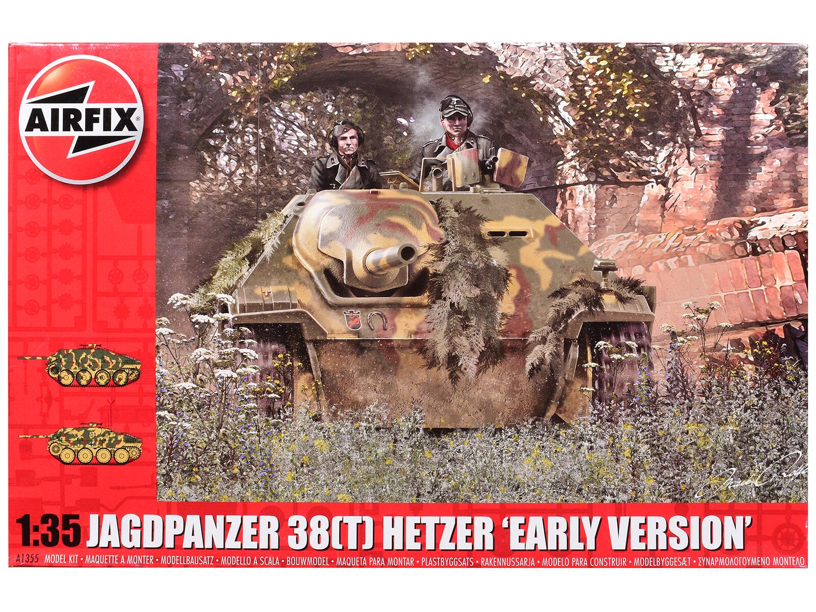 AIRFIX  
1:35 JAGDPANZER 38(T) HETZER 'EARLY VERSION'  
A1355 MODEL KIT - MAQUETTE A MONTER - MODELLBAUSATZ - MODELLO A SCALA - BOUWMODEL - MAQUETA PARA MONTAR - PLASTBYGGSATS - RAKENNUSSARJA - MODELLO PARA CONSTRUIR - MODELBYGGESAT - ΣΥΝΑΠΜΟΛΟΓΙΟΥΜΕΝΟ ΜΟΝΤΕΑΟ