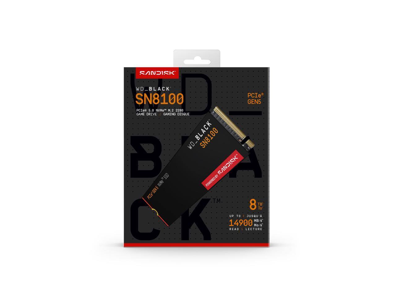SANDISK WD_BLACK PCIe SN8100 GEN5 PCIe 5.0 NVMe M.2 2280 GAME DRIVE | GAMING DISQUE BLACK SN8100 WD B SSD SANDISK K MMe POWERED BY GEN5 PCIe™ 8 TB To UP TO 14900 READ LECTURE Mo/s MB/s