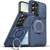 Front. Dteck - For Samsung Galaxy S25 FE Magnetic Ring Holder Kickstand Hybrid Hard PC + TPU Shockproof Rugged Back Case - Blue.