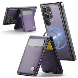 Dteck - Magnetic 2-in-1 Detachable Wallet Case for Samsung Galaxy S26 Ultra,RFID Blocking PU Leather Flip Cover with Card Slots - Darkpurple