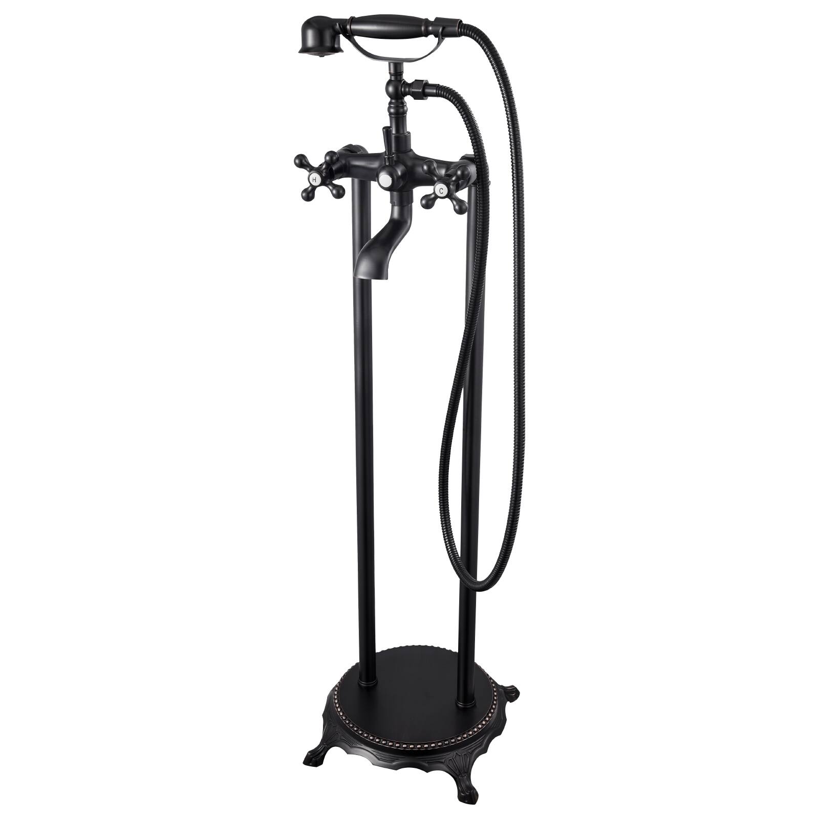 Front. VEVOR - Clawfoot Bathtub Faucet, Freestanding Tub Faucets with Handheld Shower, Oil-Rubbed Bronze Tub Filler Faucet Shower Kit - Oil-Rubbed Bronze.