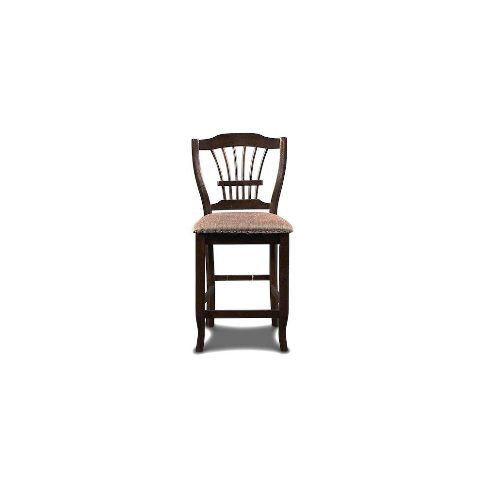 Left. New Classic Furniture - Bixby Wood Counter Chair with Fabric Seat in Espresso (Set of 2) - Espresso.