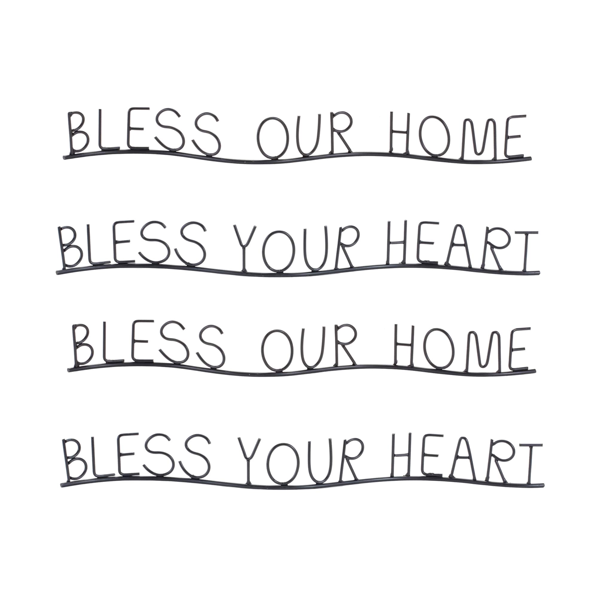 BreeBe - Bless Our Home and Heart Sentiment Decor (Set of 4) - Black
