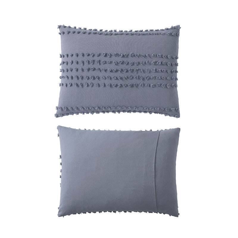Alt View 1. Hivvago - King size 5-Piece 100-Percent Cotton Clip Dot Boho Comforter Set in Denim Blue - Denim Blue.