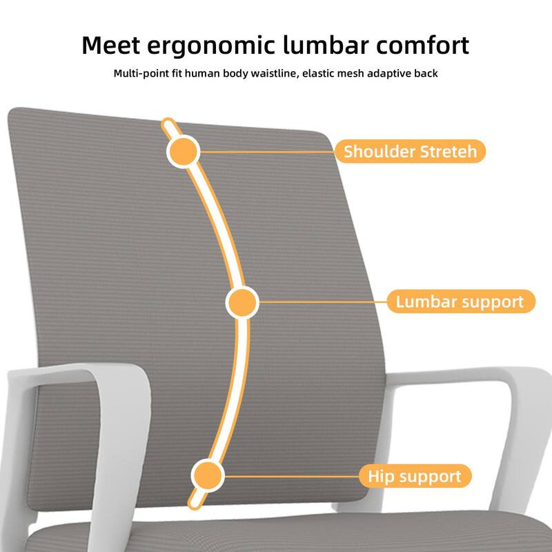 Meet ergonomic lumbar comfort  
Multi-point fit human body waistline, elastic mesh adaptive back  
Shoulder Stretch  
Lumbar support  
Hip support