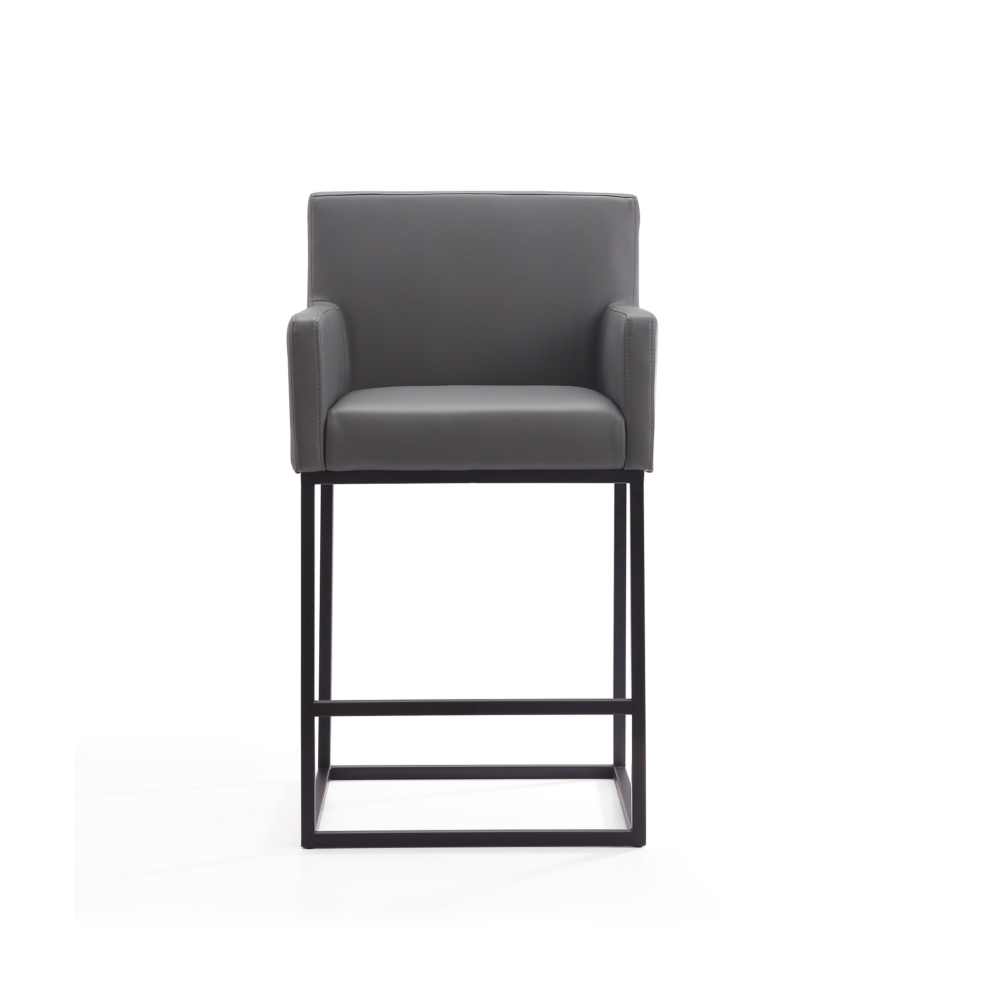 Back. Manhattan Comfort - Ambassador Mid-Century Modern Metal Upholstered Counter Stool - Gray.