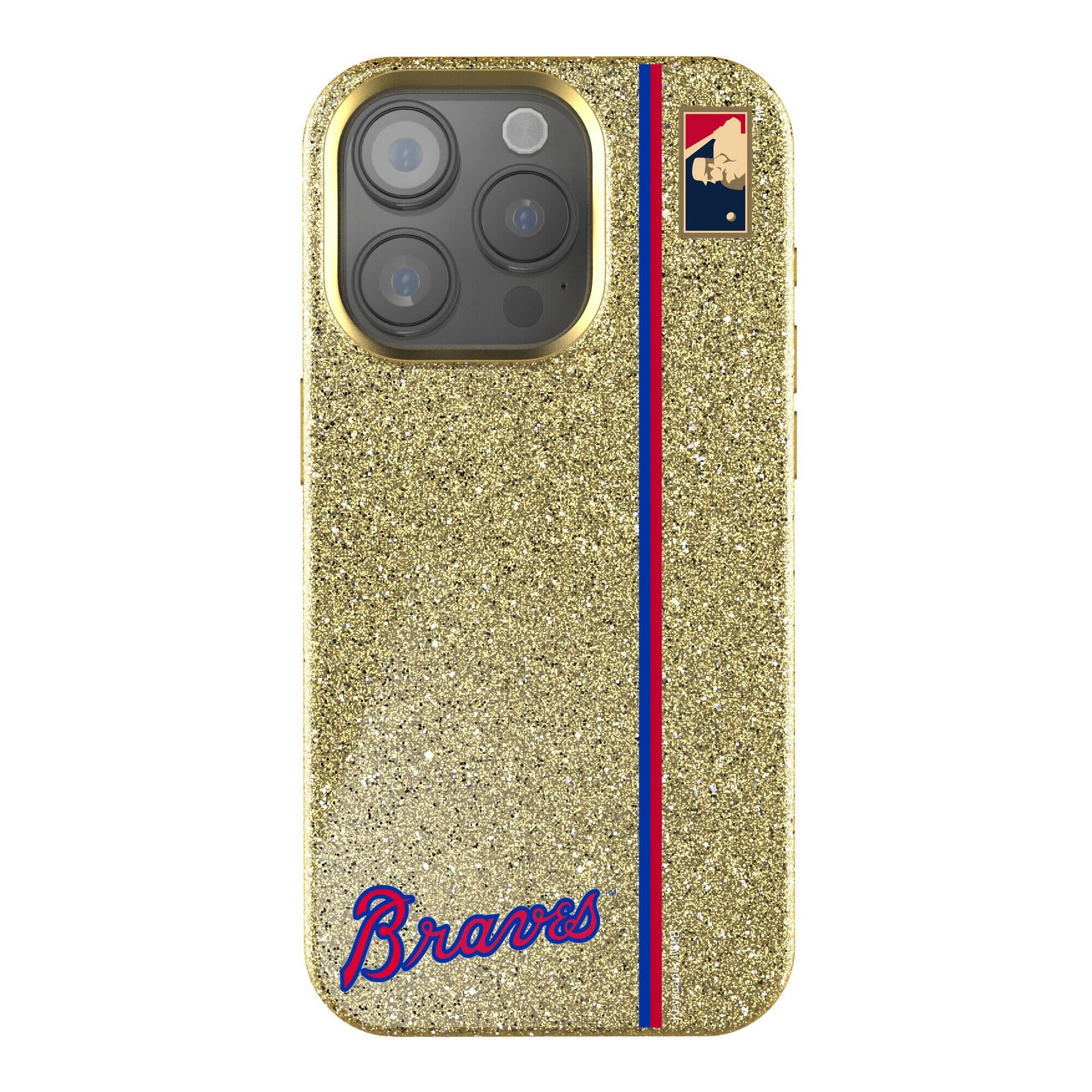 Front. Keyscaper - Gold Atlanta Braves iPhone Bling Case - 16 Plus - Gold.