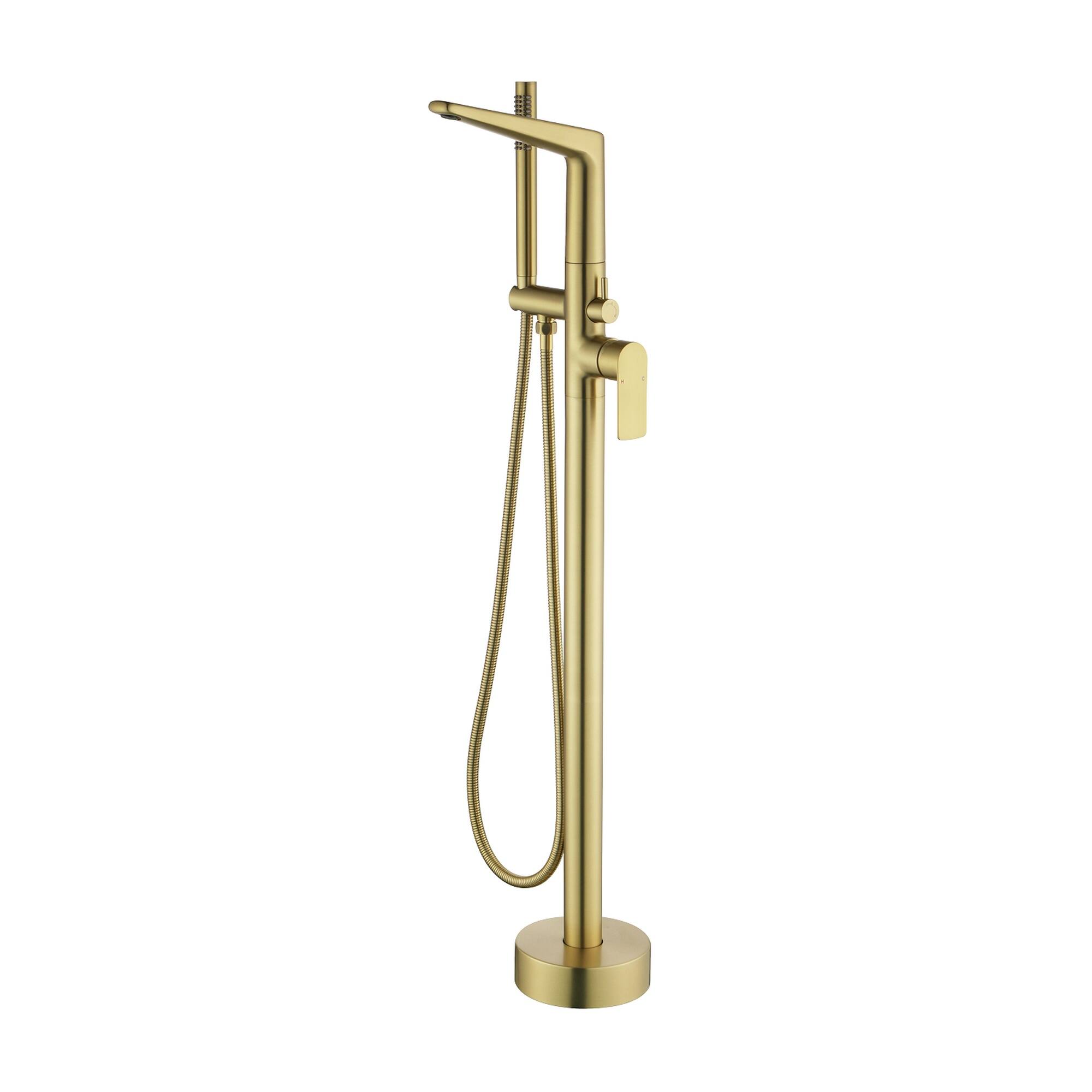 Boyel Living - Bathtub Faucet Cast Brass Single Handle Handheld Spray 60-Inch Steel Hose cUPC - Brushed Gold