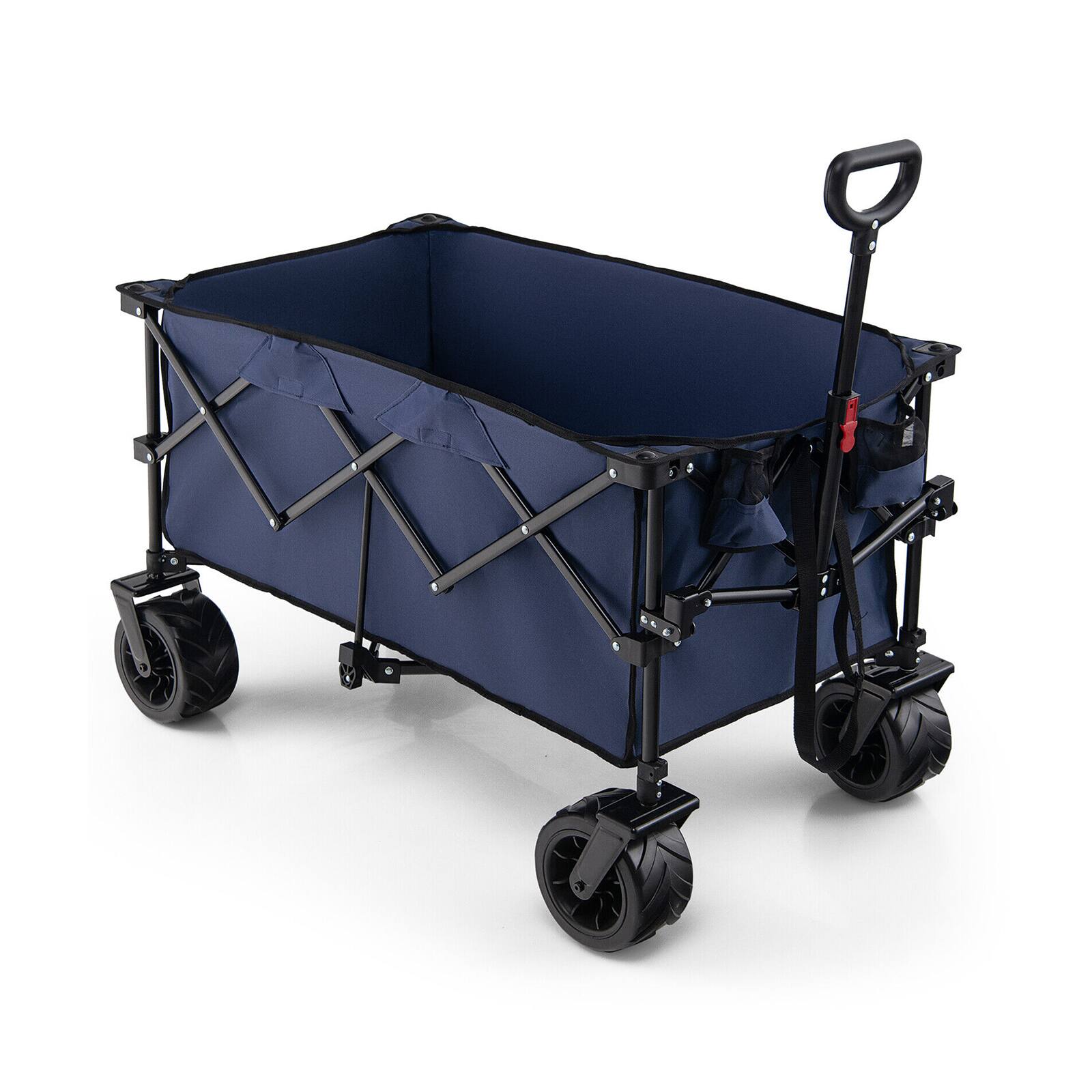 Alt View 6. SKONYON - Collapsible Utility Wagon with Adjustable Handle Heavy Duty Steel Frame and Large Load Space - Blue.