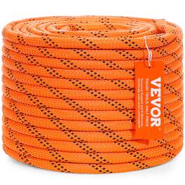 VEVOR - Dual-Weave Polyester Cord, 3/8 inch by 120 feet, 48-Strand, 4000 Pound Tensile Strength, Multi-Use Rope - Orange
